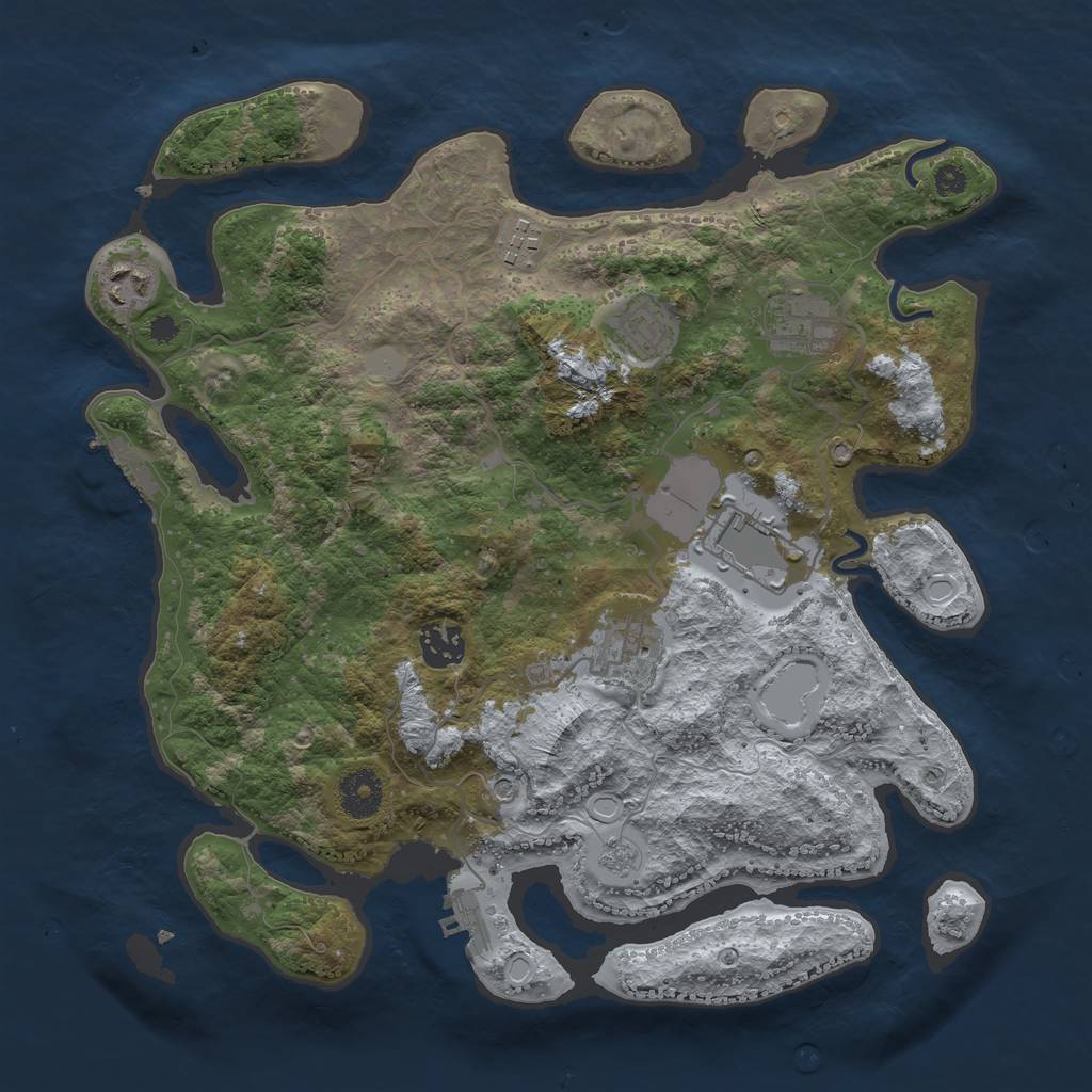 Rust Map: Procedural Map, Size: 3500, Seed: 1991838567, 14 Monuments