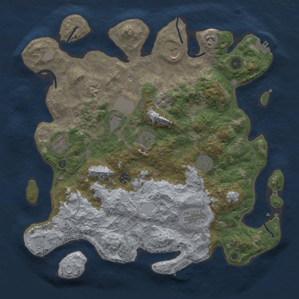 Rust Map: Procedural Map, Size: 4000, Seed: 659752642, 17 Monuments