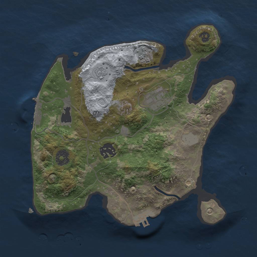 Rust Map: Procedural Map, Size: 2500, Seed: 4346, 9 Monuments