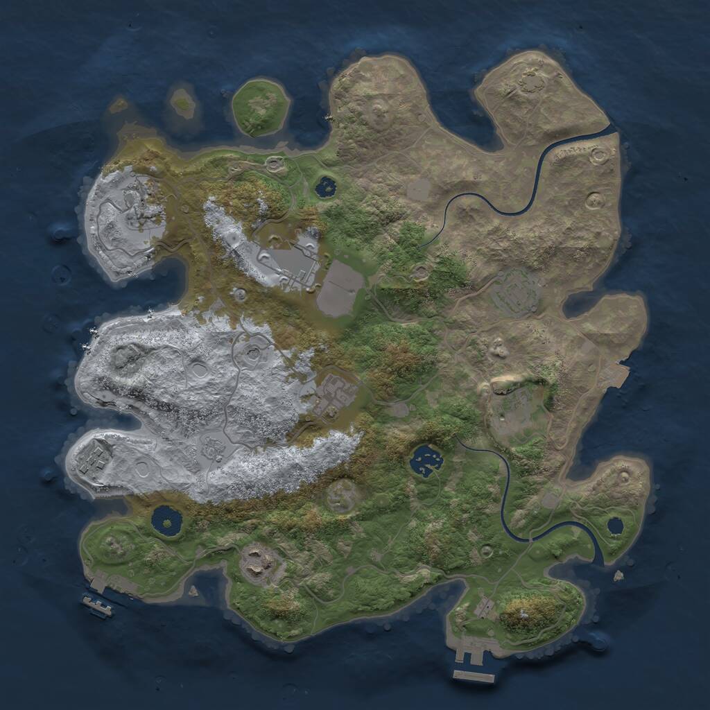Rust Map: Procedural Map, Size: 3500, Seed: 652077041, 14 Monuments