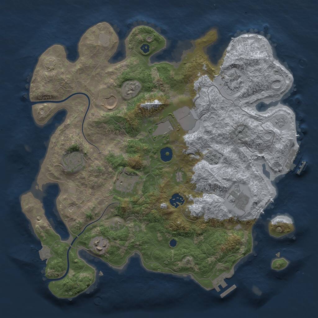 Rust Map: Procedural Map, Size: 3500, Seed: 1045176287, 15 Monuments