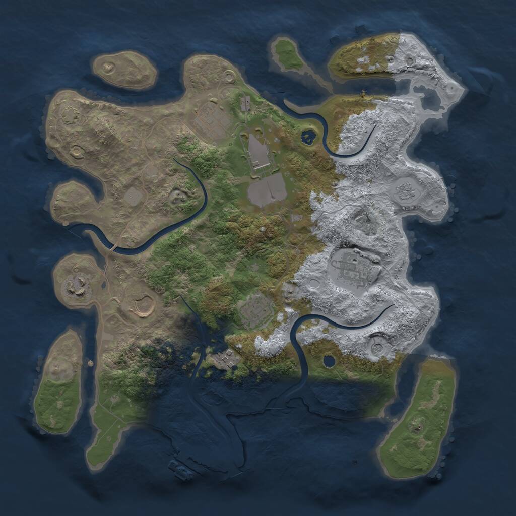 Rust Map: Procedural Map, Size: 3500, Seed: 1259944447, 12 Monuments
