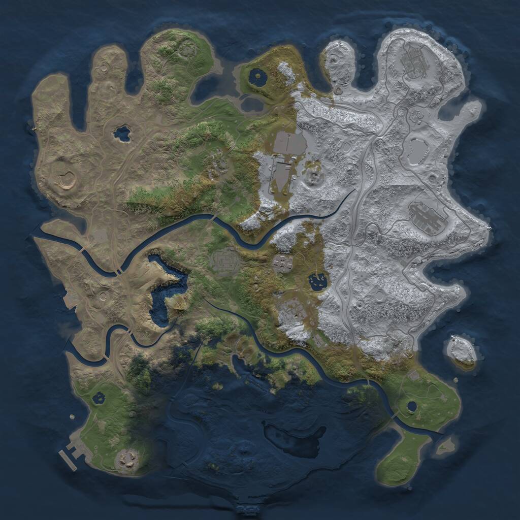 Rust Map: Procedural Map, Size: 4250, Seed: 2124150774, 16 Monuments