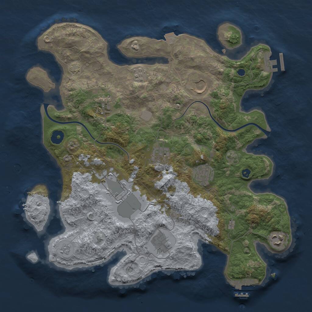 Rust Map: Procedural Map, Size: 3500, Seed: 1940010523, 14 Monuments