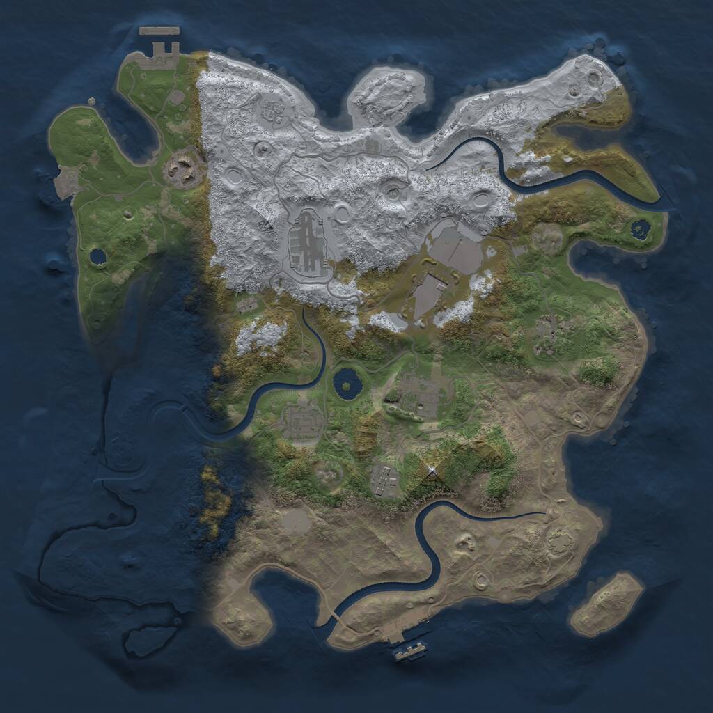 Rust Map: Procedural Map, Size: 3600, Seed: 27890189, 13 Monuments