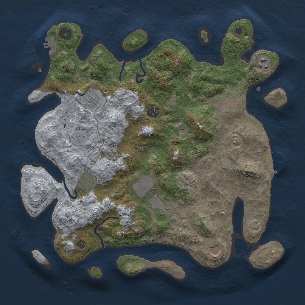 Rust Map: Procedural Map, Size: 3700, Seed: 324056556, 16 Monuments