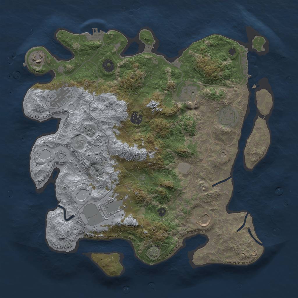 Rust Map: Procedural Map, Size: 3600, Seed: 11104, 16 Monuments