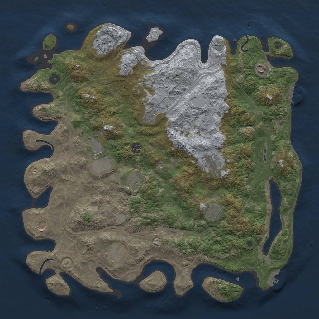 Rust Map: Procedural Map, Size: 4500, Seed: 1681057730, 18 Monuments