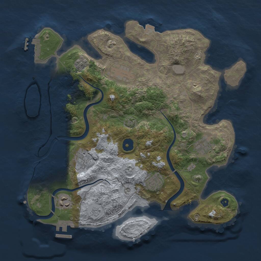 Rust Map: Procedural Map, Size: 3250, Seed: 32649, 12 Monuments