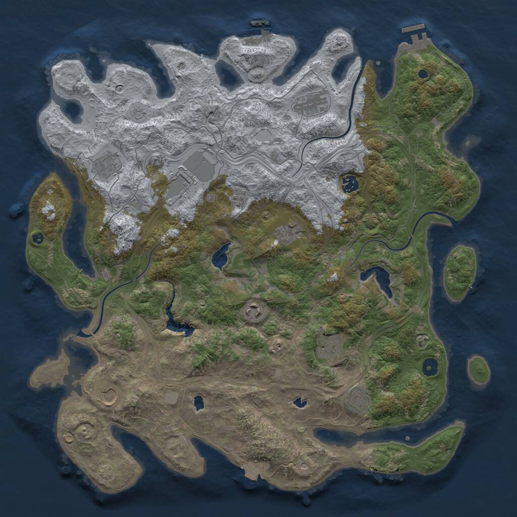 Rust Map: Procedural Map, Size: 4500, Seed: 1857568015, 16 Monuments