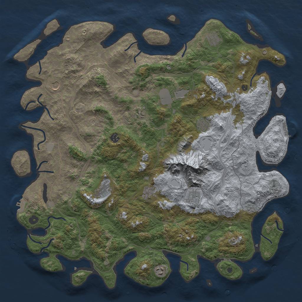 Rust Map: Procedural Map, Size: 5000, Seed: 229615, 18 Monuments