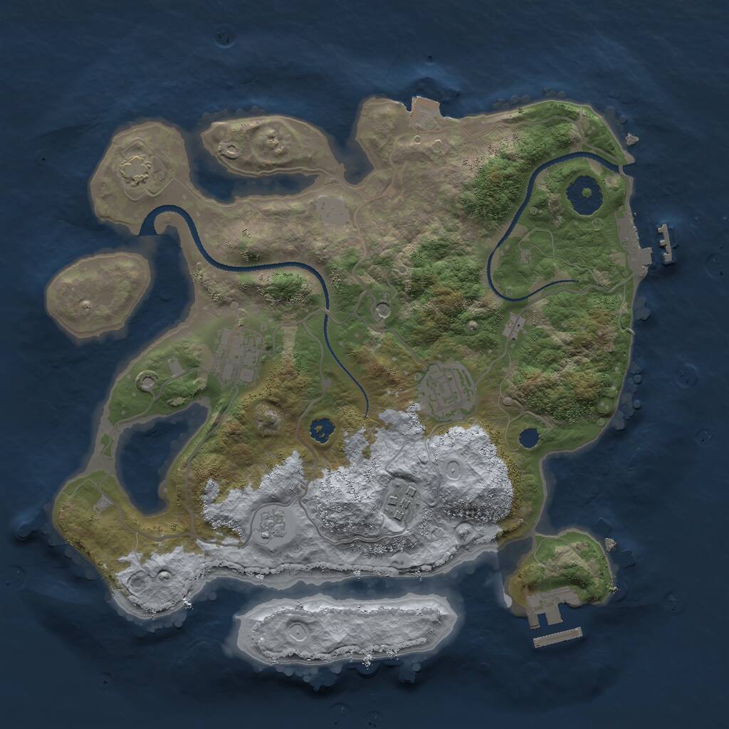 Rust Map: Procedural Map, Size: 3000, Seed: 11591, 9 Monuments