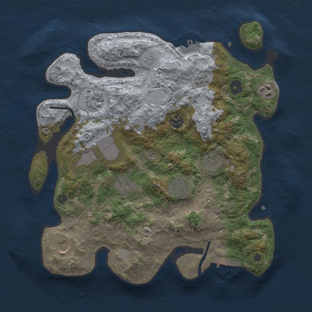 Rust Map: Procedural Map, Size: 3500, Seed: 869668275, 16 Monuments