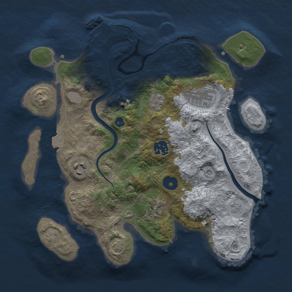 Rust Map: Procedural Map, Size: 3000, Seed: 1293936980, 10 Monuments