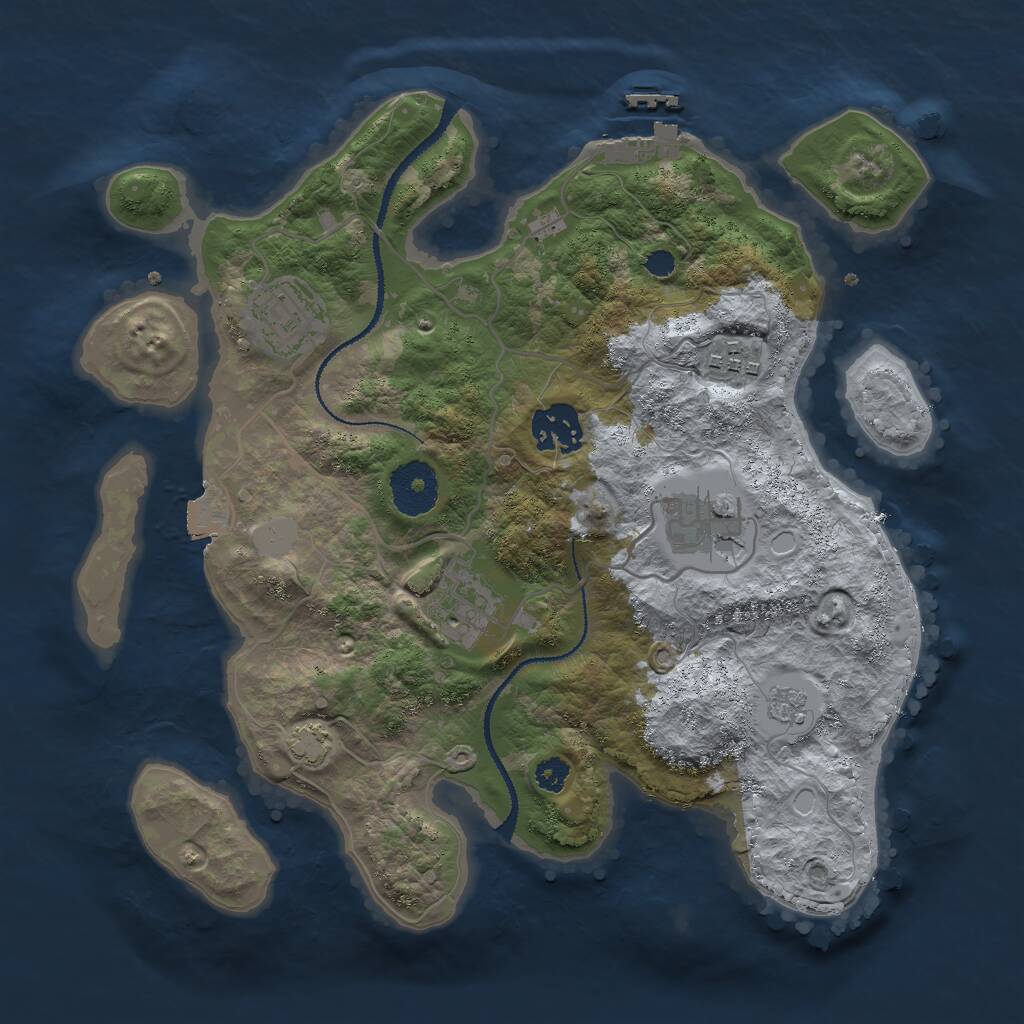 Rust Map: Procedural Map, Size: 3000, Seed: 1293936980, 9 Monuments