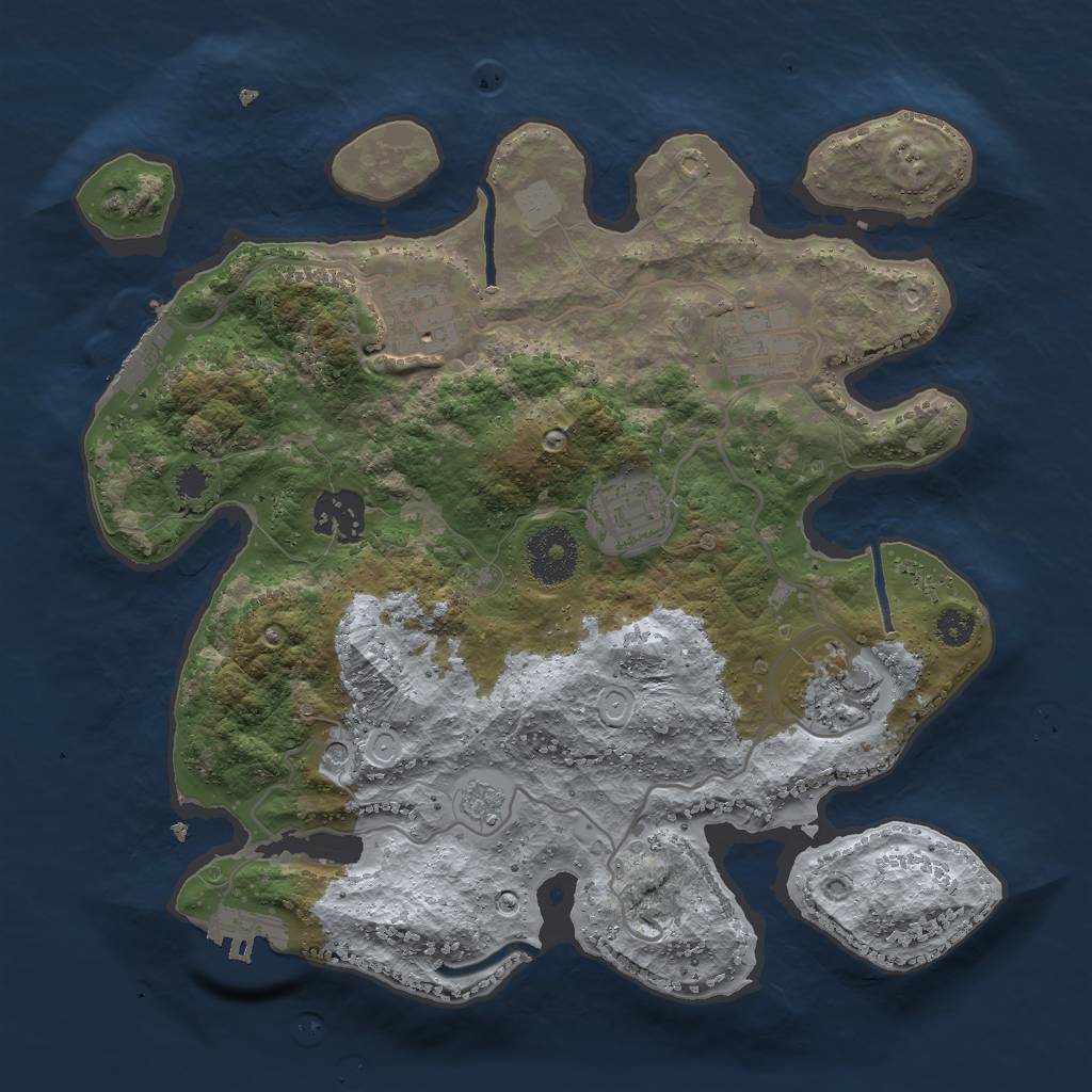 Rust Map: Procedural Map, Size: 3000, Seed: 1075161660, 12 Monuments