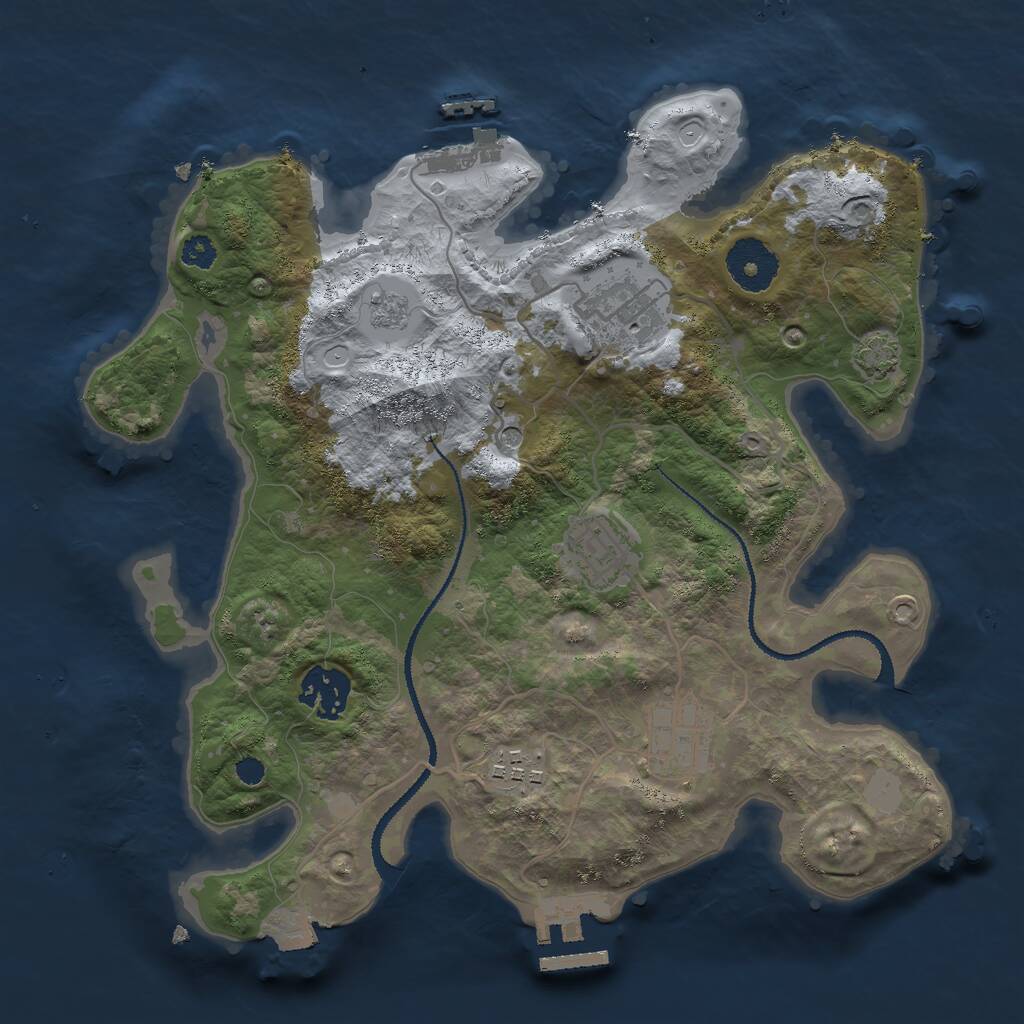 Rust Map: Procedural Map, Size: 3000, Seed: 1500166344, 11 Monuments