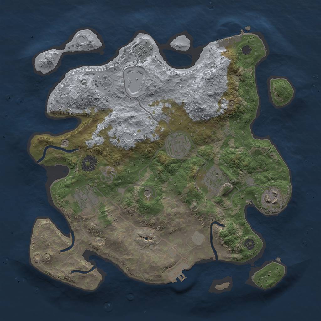 Rust Map: Procedural Map, Size: 3000, Seed: 1056423889, 12 Monuments