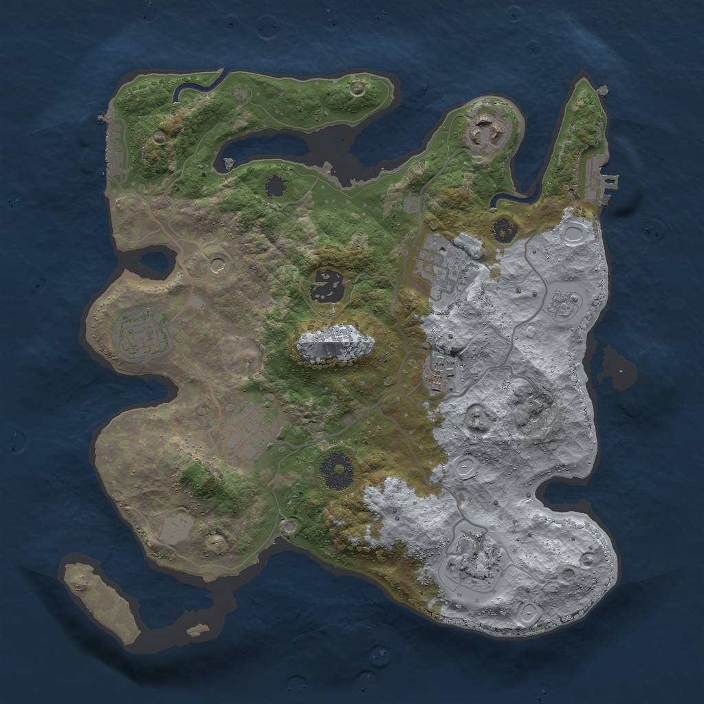 Rust Map: Procedural Map, Size: 3000, Seed: 555284324, 14 Monuments