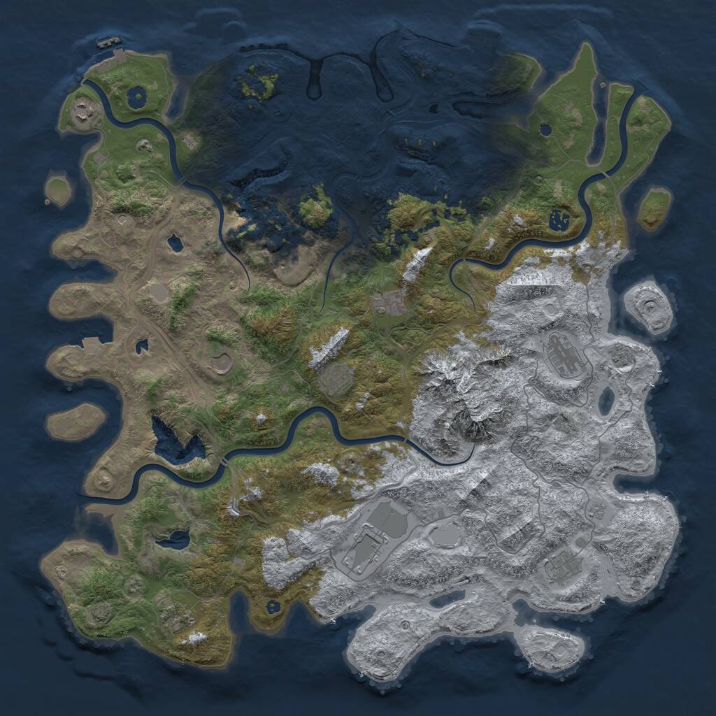 Rust Map: Procedural Map, Size: 5000, Seed: 1043852993, 17 Monuments