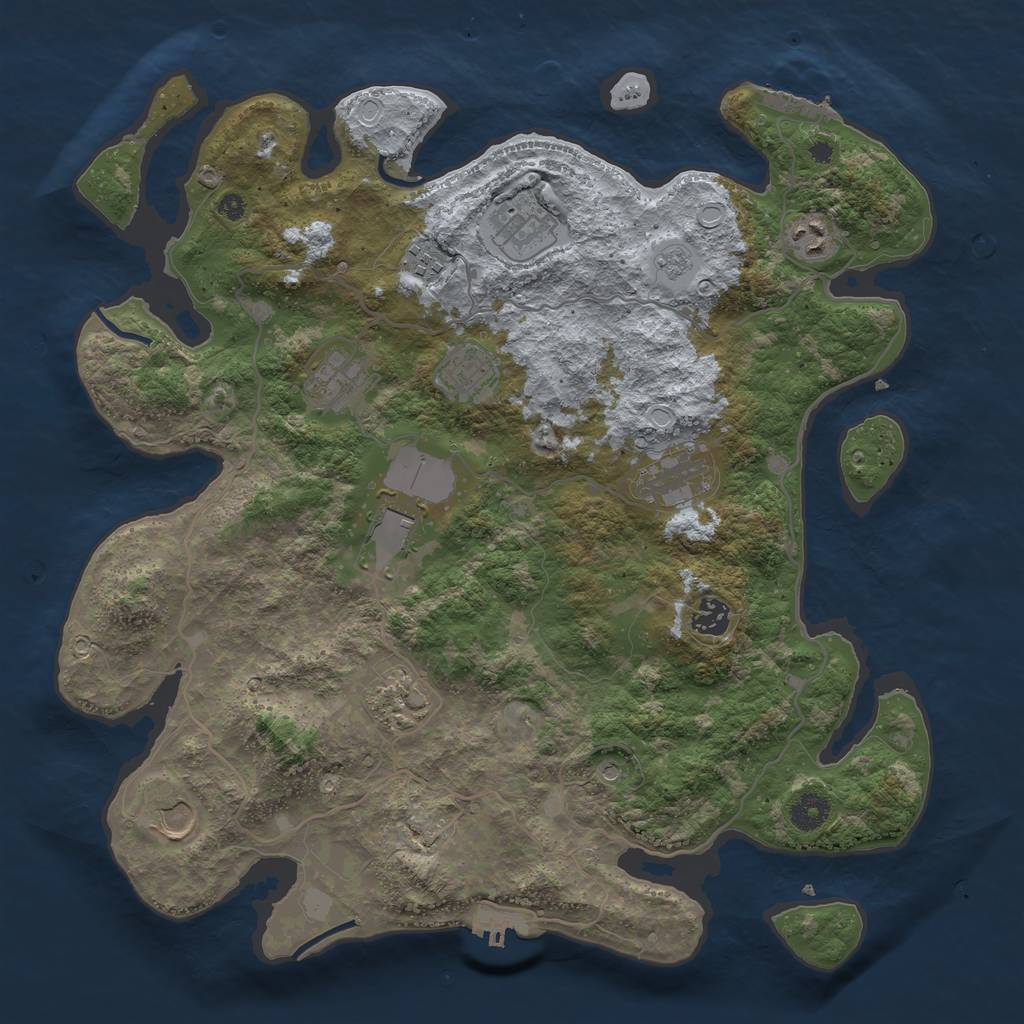 Rust Map: Procedural Map, Size: 4000, Seed: 694559, 17 Monuments