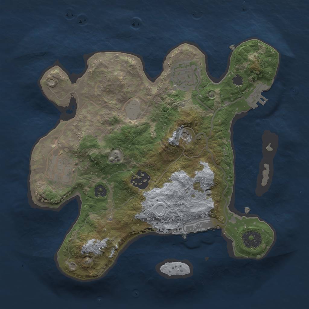 Rust Map: Procedural Map, Size: 2500, Seed: 298197589, 9 Monuments