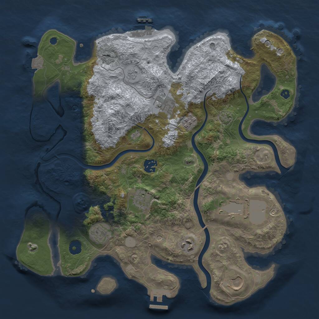 Rust Map: Procedural Map, Size: 3500, Seed: 1441616647, 14 Monuments