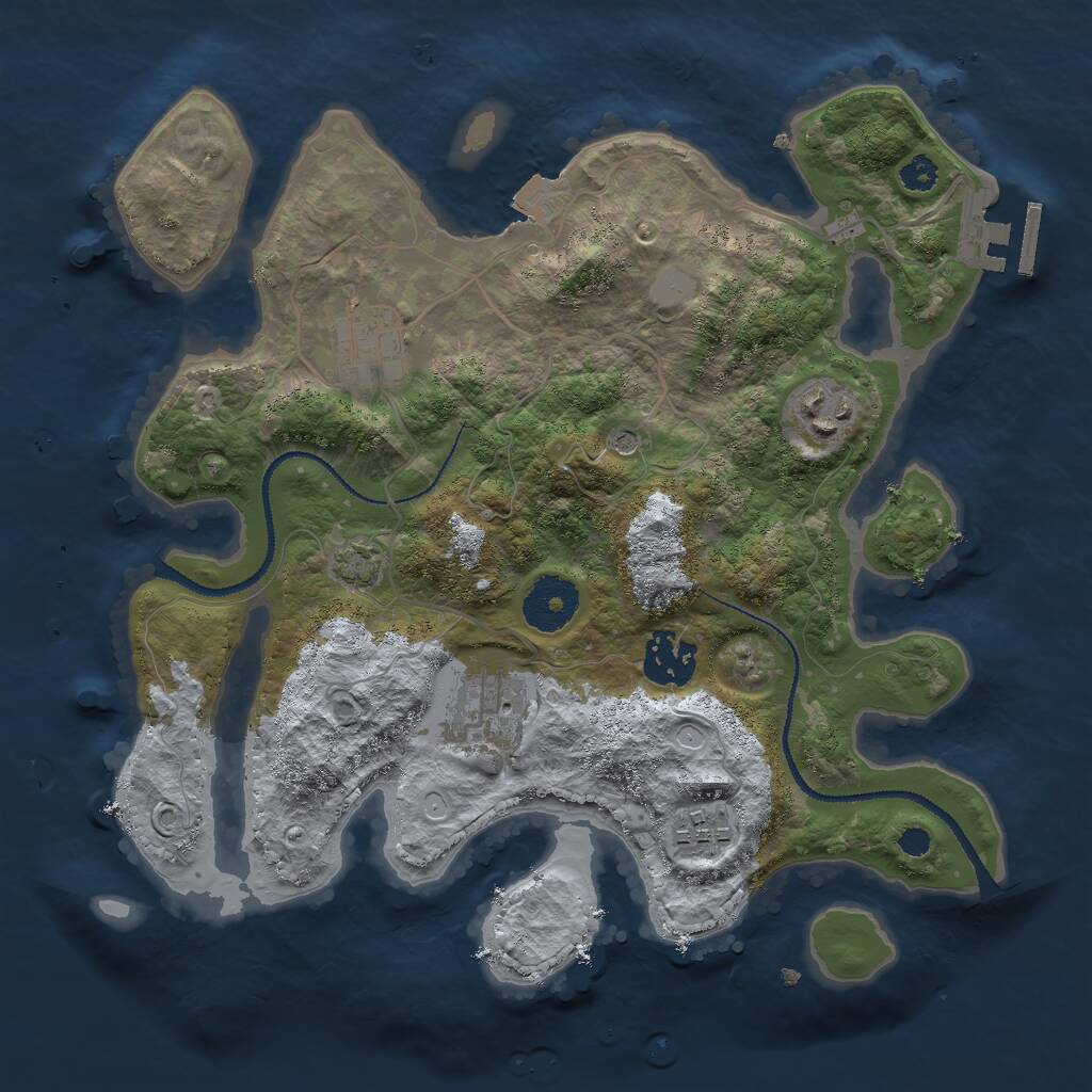 Rust Map: Procedural Map, Size: 3000, Seed: 1816518270, 9 Monuments