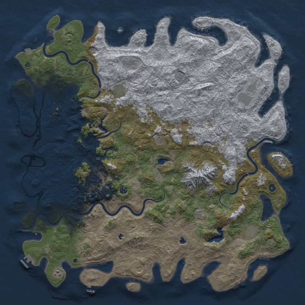 Rust Map: Procedural Map, Size: 6000, Seed: 6733, 17 Monuments