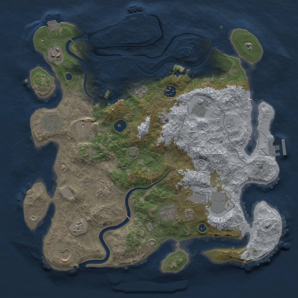Rust Map: Procedural Map, Size: 3750, Seed: 54675, 16 Monuments