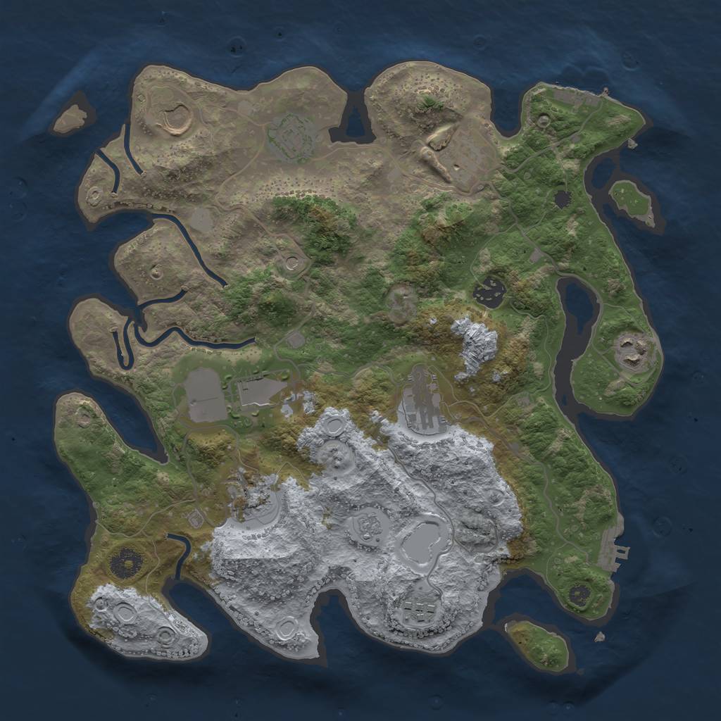 Rust Map: Procedural Map, Size: 3500, Seed: 1961362571, 16 Monuments