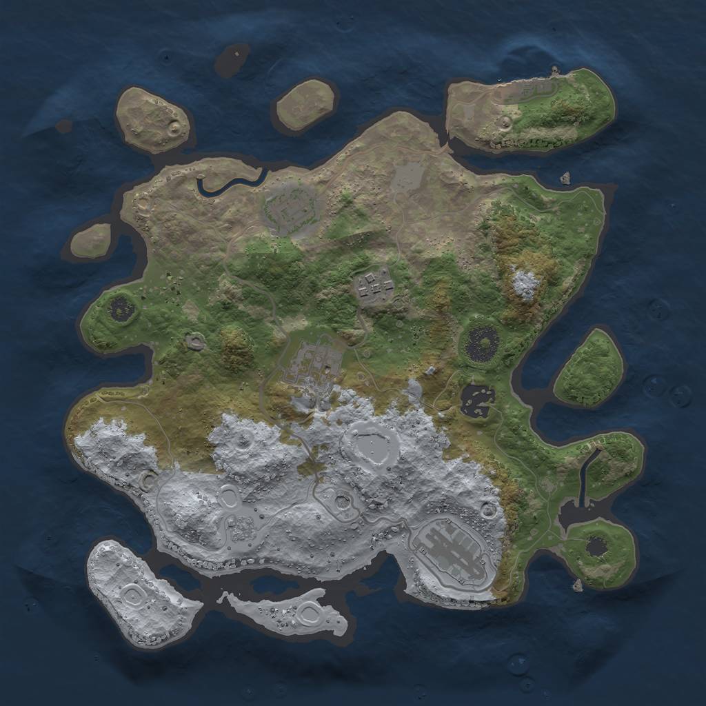 Rust Map: Procedural Map, Size: 3000, Seed: 1868916003, 11 Monuments