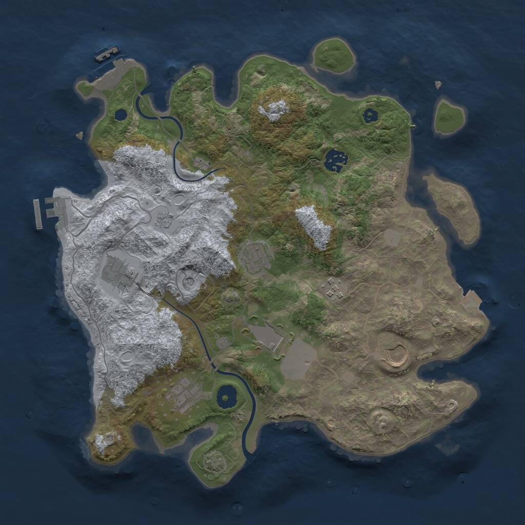 Rust Map: Procedural Map, Size: 3500, Seed: 78461623, 13 Monuments