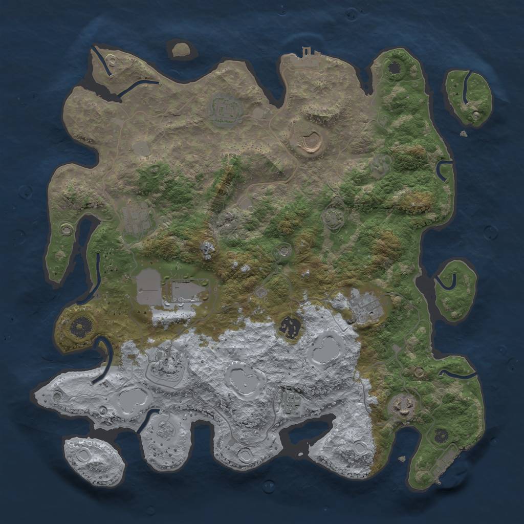 Rust Map: Procedural Map, Size: 3750, Seed: 1418011521, 17 Monuments