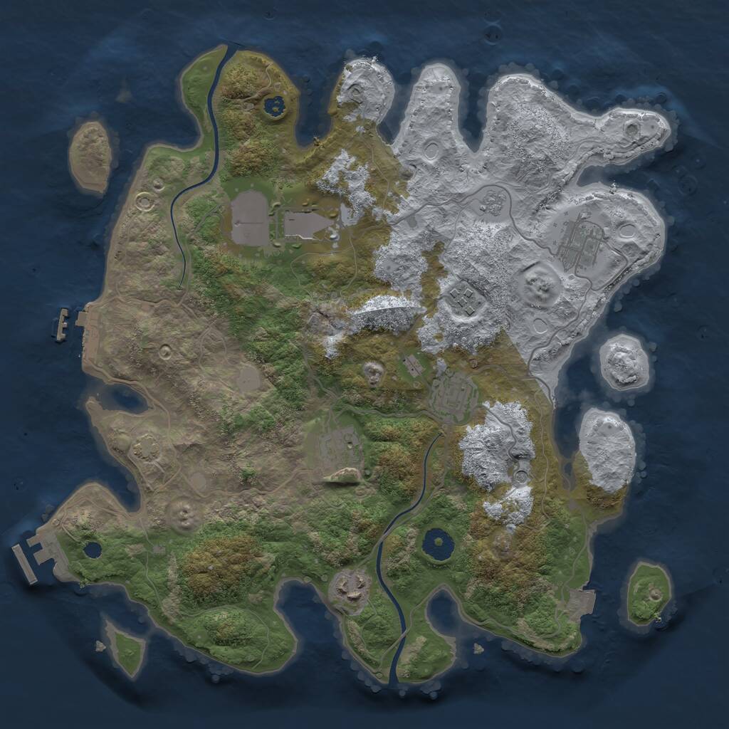 Rust Map: Procedural Map, Size: 3500, Seed: 660314896, 12 Monuments