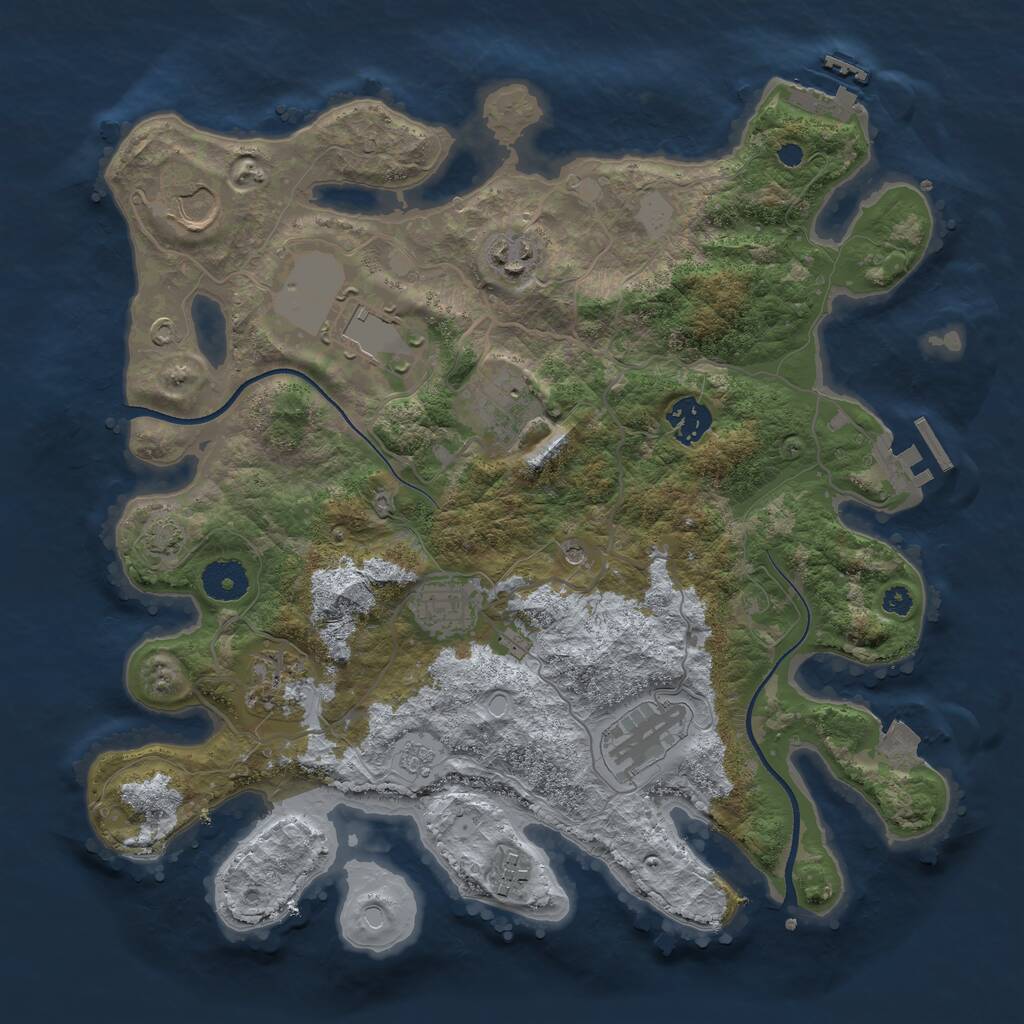 Rust Map: Procedural Map, Size: 3500, Seed: 1290471208, 15 Monuments