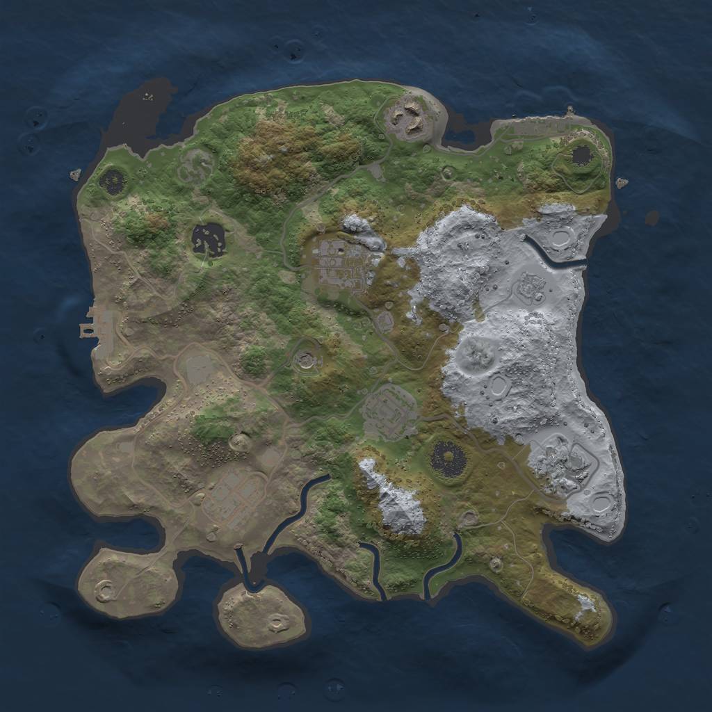 Rust Map: Procedural Map, Size: 3000, Seed: 100350245, 13 Monuments