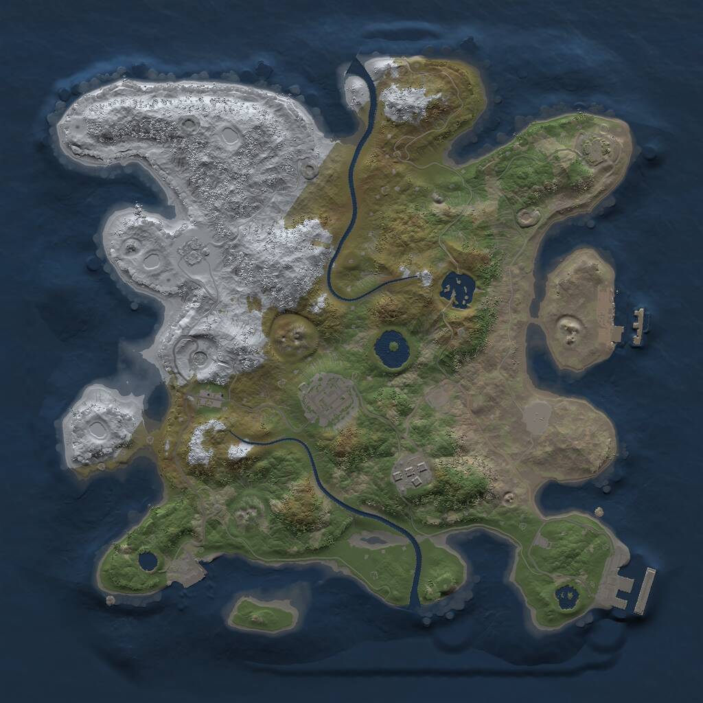 Rust Map: Procedural Map, Size: 3000, Seed: 1800846595, 9 Monuments