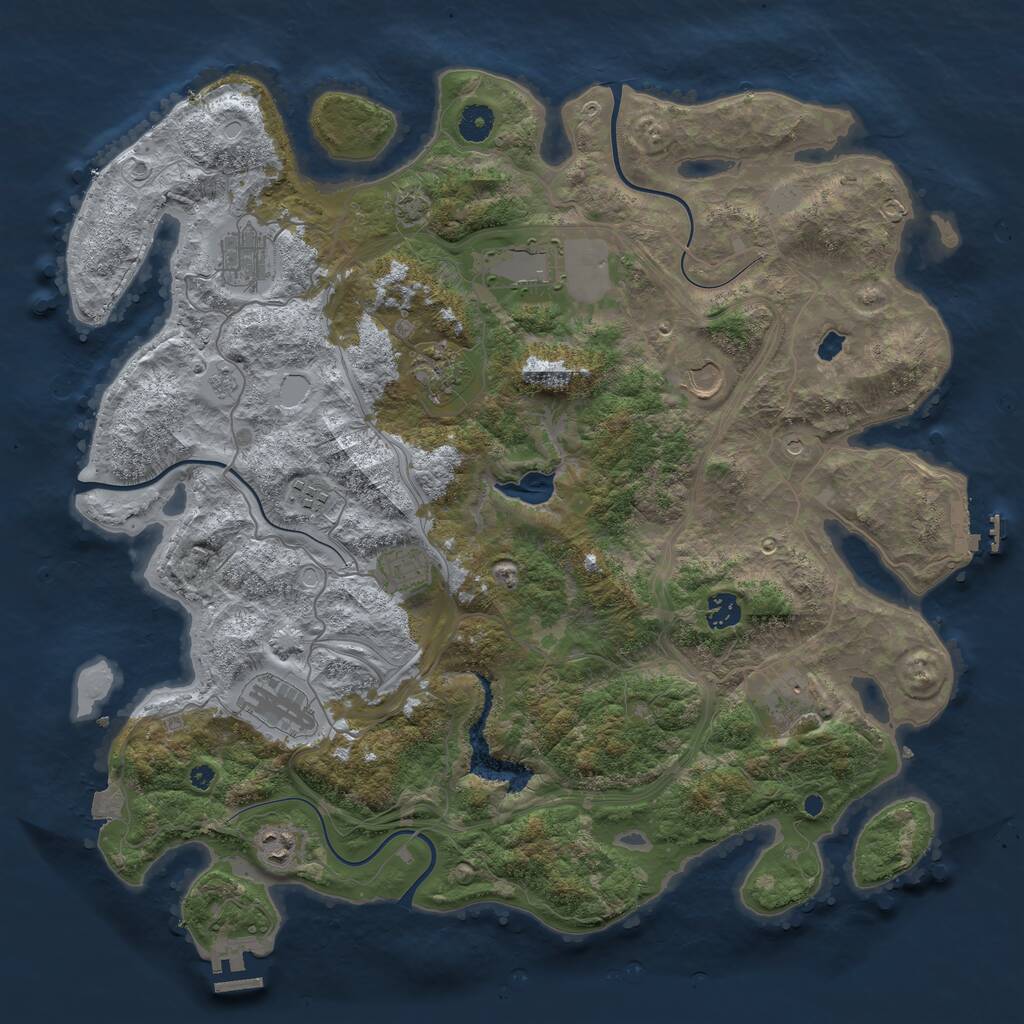 Rust Map: Procedural Map, Size: 4250, Seed: 676844446, 16 Monuments