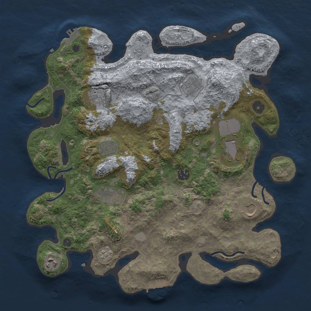 Rust Map: Procedural Map, Size: 3800, Seed: 446542294, 16 Monuments