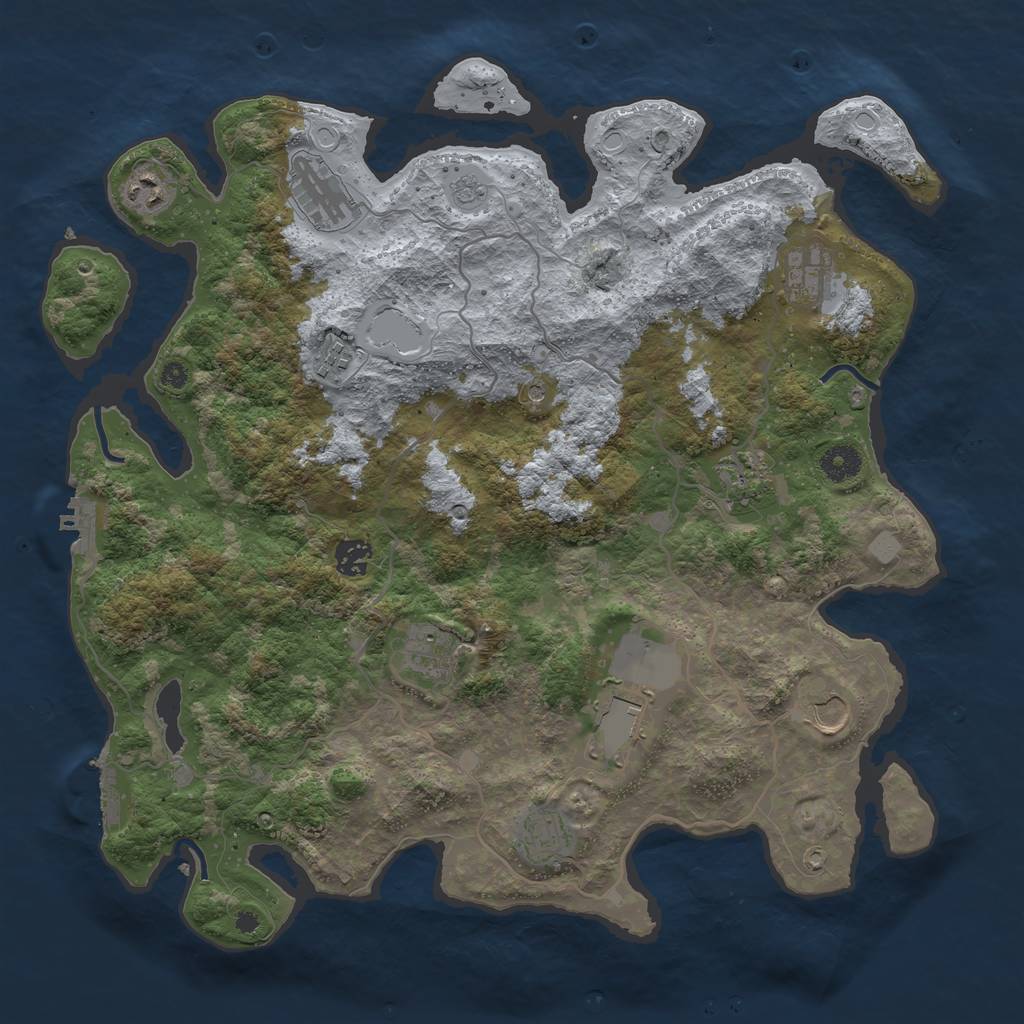 Rust Map: Procedural Map, Size: 4000, Seed: 477330632, 17 Monuments
