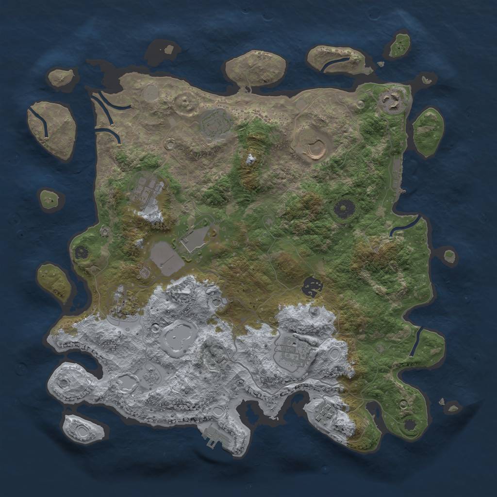 Rust Map: Procedural Map, Size: 3750, Seed: 1061023964, 16 Monuments
