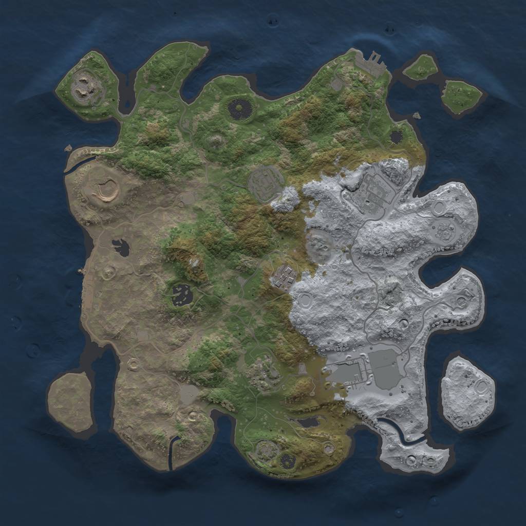 Rust Map: Procedural Map, Size: 3500, Seed: 6150, 16 Monuments