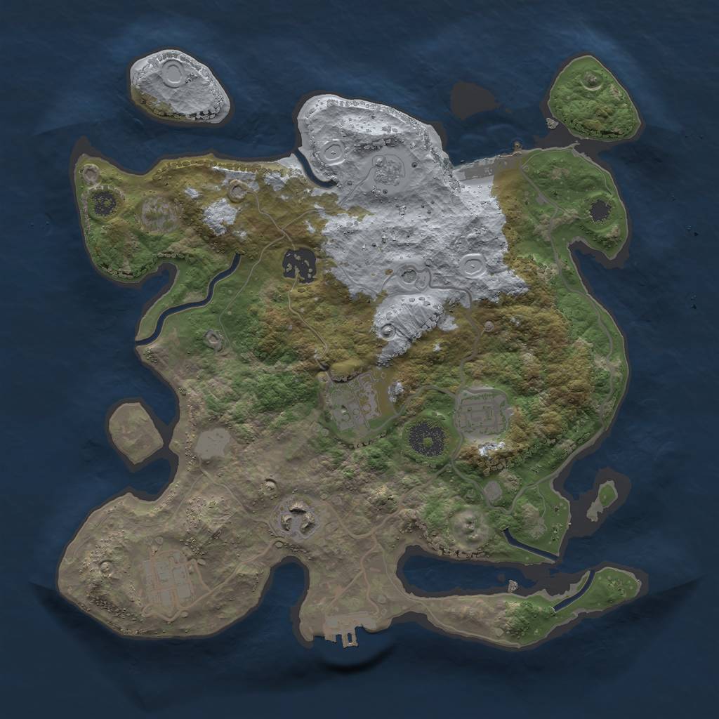 Rust Map: Procedural Map, Size: 3000, Seed: 398620938, 12 Monuments