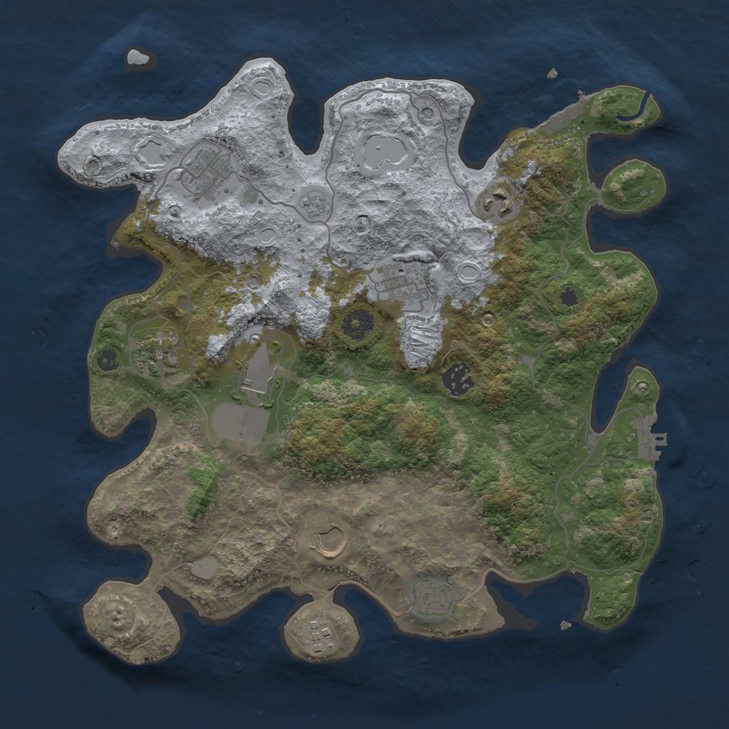 Rust Map: Procedural Map, Size: 3500, Seed: 712373, 16 Monuments