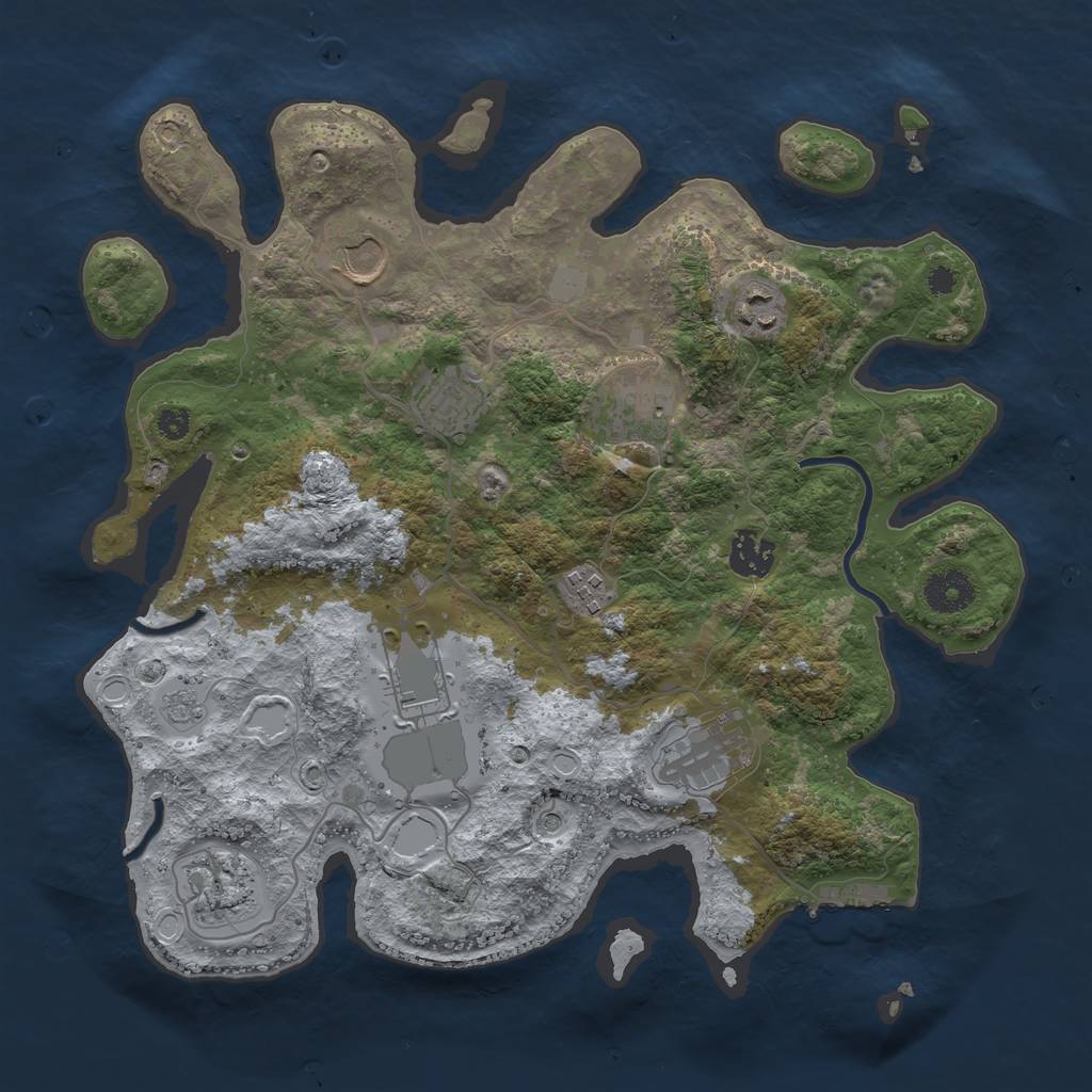 Rust Map: Procedural Map, Size: 3500, Seed: 245377517, 15 Monuments