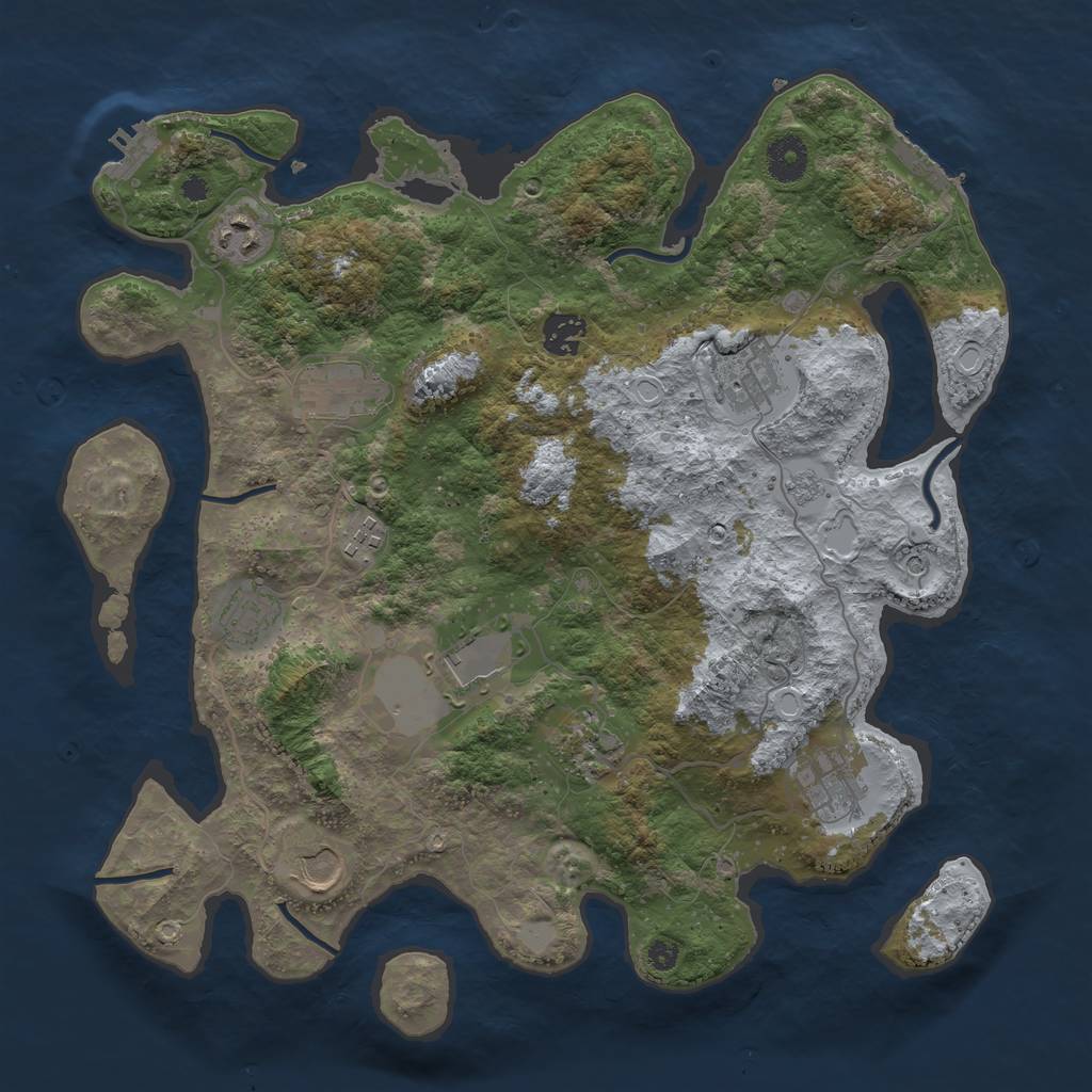 Rust Map: Procedural Map, Size: 3700, Seed: 1550888531, 17 Monuments