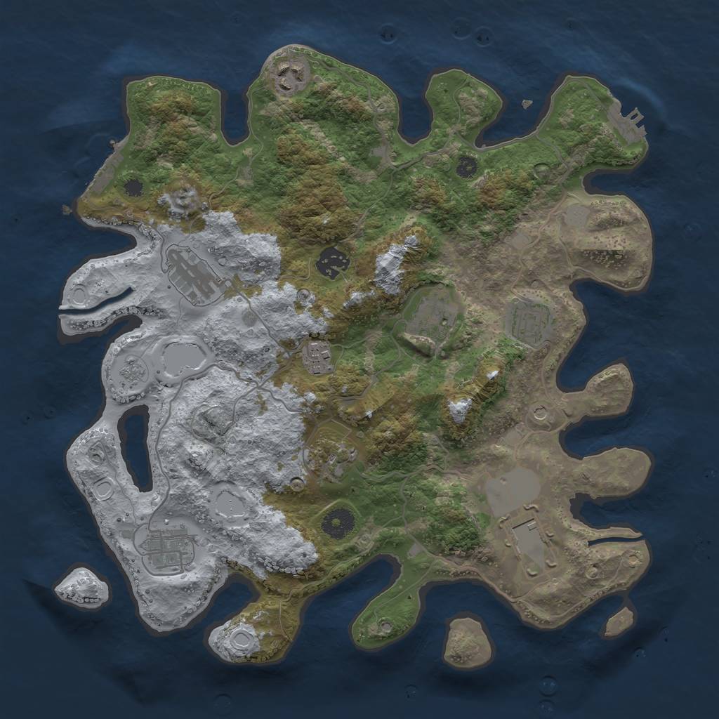 Rust Map: Procedural Map, Size: 3500, Seed: 5000000, 16 Monuments