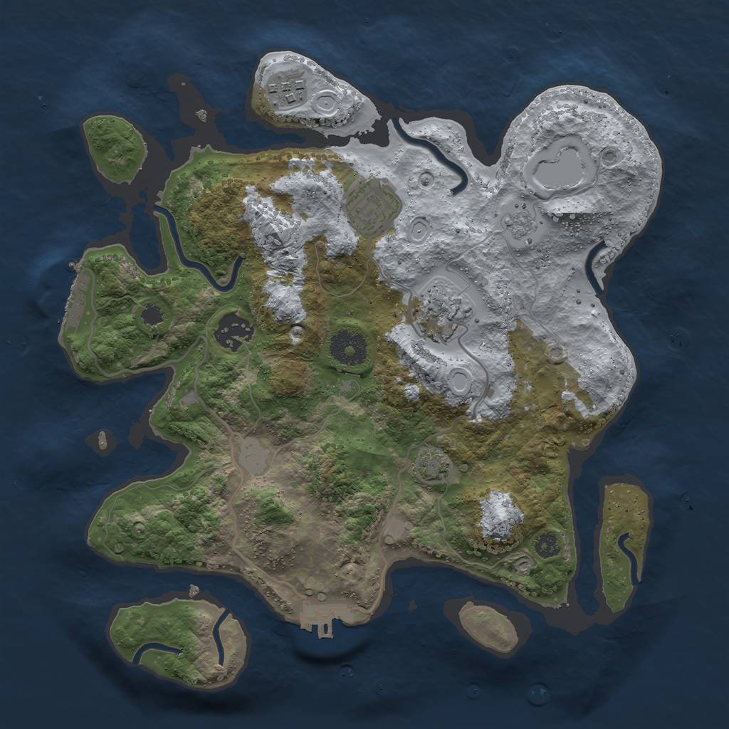 Rust Map: Procedural Map, Size: 3000, Seed: 372332873, 11 Monuments