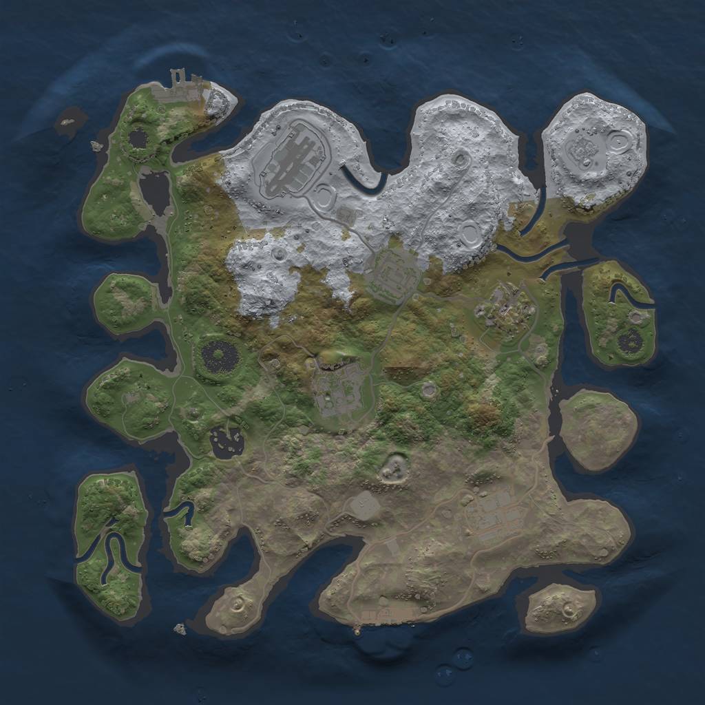 Rust Map: Procedural Map, Size: 3000, Seed: 609804248, 12 Monuments